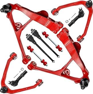 4WD AWD 10pc Front End Lower & Upper Control Arms Suspension Kit for Chevy GMC Silverado Sierra Avalanche Suburban Yukon XL 1500 Tahoe, 4 Control Arms w/Ball Joints 4 Tie Rods 2 Sway Bars
