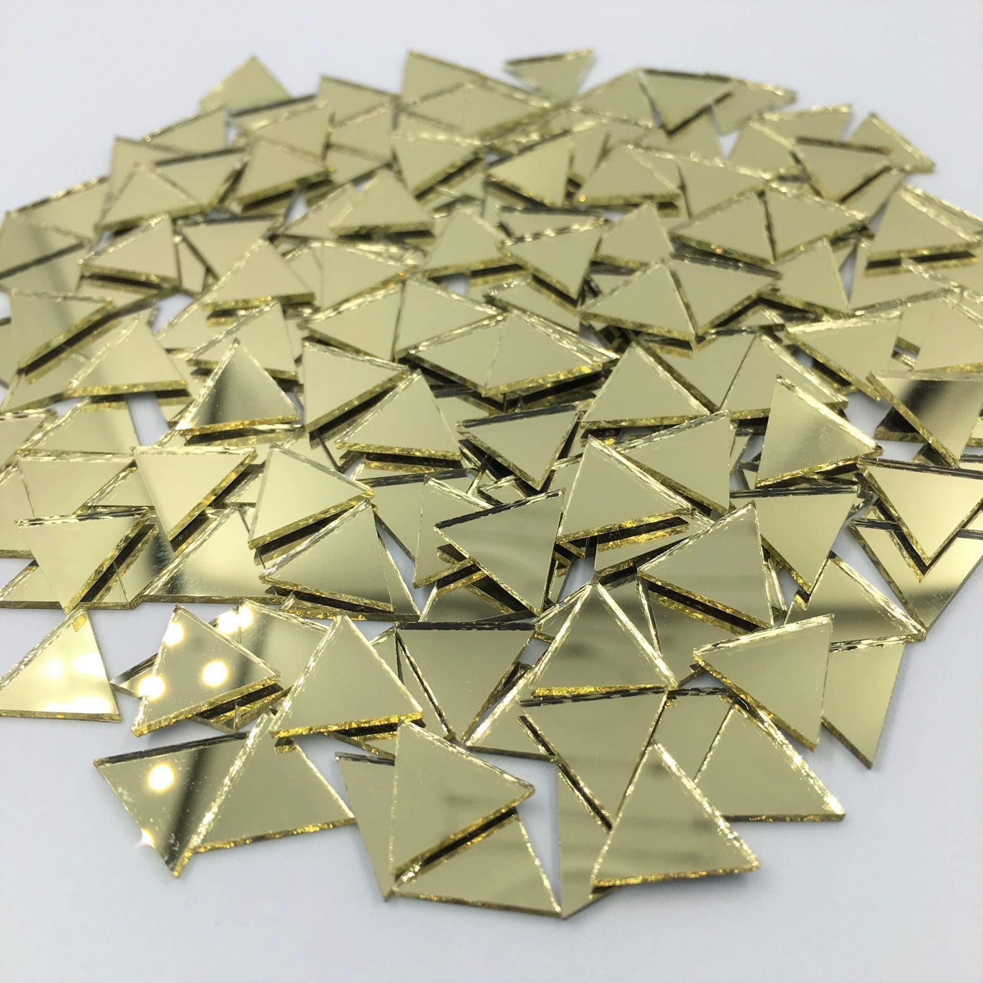 NUO RUI 12mm Triangular Shape Mirror Mosaic Tiles Gold Craft Mirror 120 Pieces