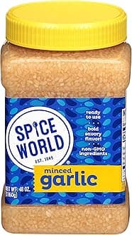 Spice World Minced Garlic – Bulk 48 oz Garlic Container – Ready-to-Use Seasonings for Cooking, Reduce Prep Work and Easily Add Flavor