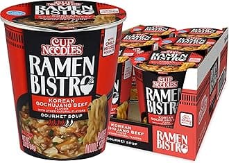 Nissin Cup Noodle Ramen Bistro, Korean Gochujang Beef, 3.1 Ounce (Pack of 6)
