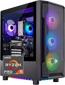 Skytech Gaming Shadow Desktop PC, Ryzen 5 5600 3.5 Ghz (4.4GHz), AMD RX 6600 8GB, 1TB NVMe SSD, 16GB DDR4 RAM 3200, 650W Gold PSU, Wi-Fi, Win 11