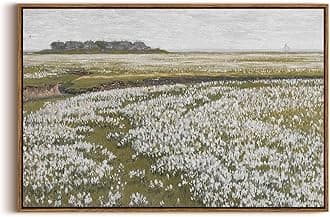 InSimSea Framed Canvas Wall Art Vintage Decor, Classical Grassland Paintings Large Wall Art, Meadow Full of Flowers Wall Hanging Decor for Living Room Farmhouse Bathroom, 20"x30"