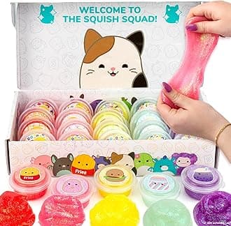 Squishmallows Original Ultimate Compounds Set, 25-Pack, Scented Glitter Slimes, Slime Party Favors for Kids, Slime Bulk, Kids Party Favors Goodie Bags, Mini, Mini Slime, Sludge Toys