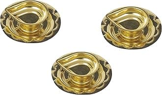 Traditional Brass Diya for Puja | Pooja Aarti | Arti Deepak Deepam Oil Lamp for Home Temple Decor Gifts Puja Articles Decor Gifts (3) -DD Diya