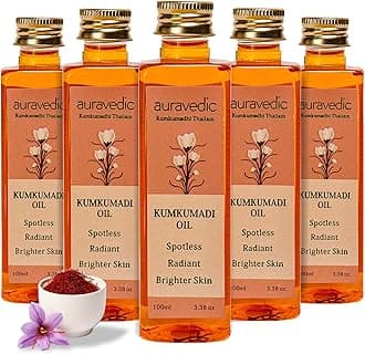 Auravedic Kumkumadi tailam for face for glowing skin 100 ml pack of 5 Kumkumadi oil face serum oil Dark spot corrector glow serum for women men