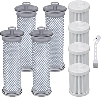 Vacuum Replacement Filter Kit for Tineco A10/A11 Hero, A10/A11 Master, PURE ONE S11, S12 Pro EX, S15 Series, PWRHERO11 Snap Cordless Stick Vacuum Cleaner, 4 Pack Pre Filters & 4 HEPA Filter