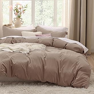 Bedsure Khaki Duvet Cover Queen Size - 3 Pieces Prewashed Cotton-Like Polyester Extra Soft Bedding Set, Includes 1 Duvet Cover 90x90 Inches with Zipper Closure & 2 Pillow Shams, Comforter Not Included