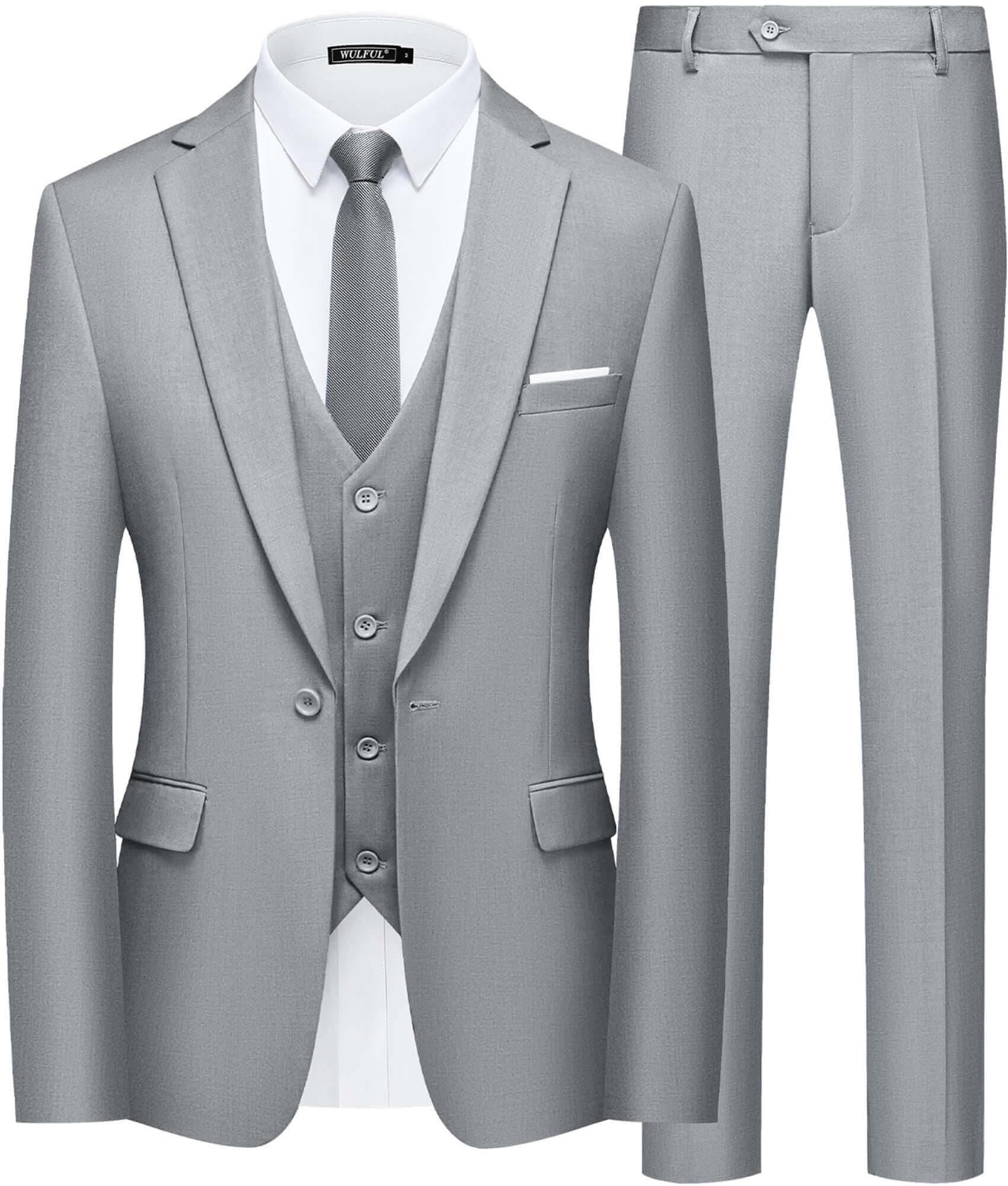 Menâs Slim Fit Suit One Button 3-Piece Blazer Dress Business Wedding Party Jacket Vest & Pant