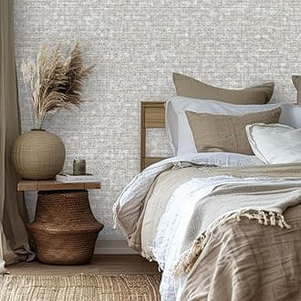 Snewvie Linen Textured Grey Wallpaper Thick Minimalist Feature Mix Plain Non-Woven Linen No Match Striped Wallpaper for Bedroom Living Room Hallway Ceiling