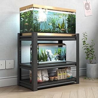 Fish Tank Stand,3-tier Rack Shelf Heavy Duty Metal Frame Aquarium Stand 20 Gallon,Reptile Terrarium Stand for 30 Gallon Long Aquarium,Reptile Tank Stand,Breeder Tank Stand,31.5"*18"*34"