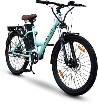 Motovolt KIVO Easy Electric Cycle - LITE | 45 Km Range | 250W 36V BLDC Motor | Removable Battery - 6Ah Lithium-ion | 110 Kg Load Capacity |Front Suspension | 26” Tyres | Aqua Blue