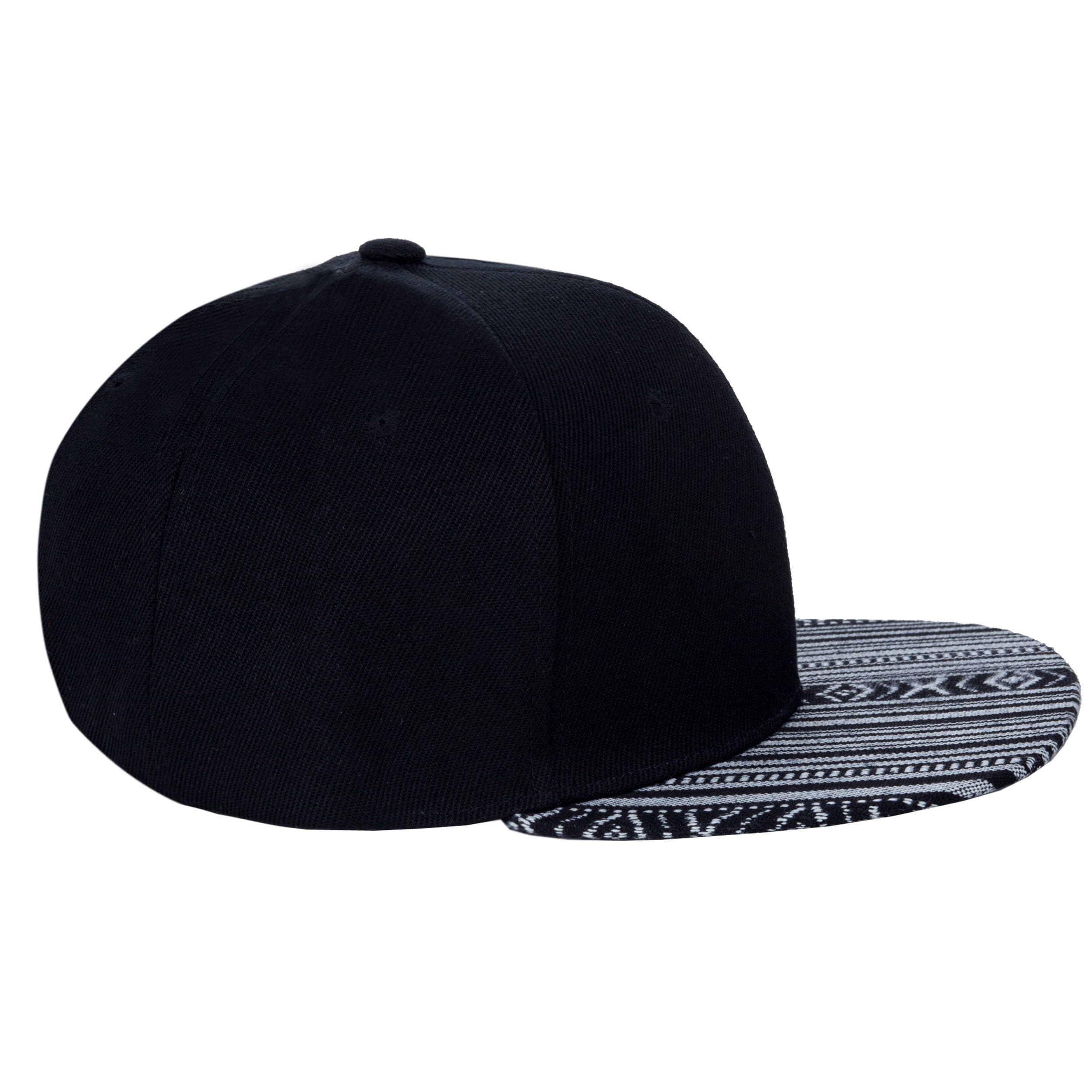 Vintage Adjustable Fitted Snapback Hiphop Baseball Cap with Flat Bill (Tribal Black)