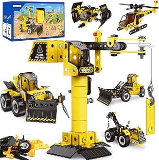 HOMETTER Building Toys for Age 5-12 Year Old Boys Gift, 7 in 1 Engineering Excavator Toys, Kids Stem Learning Toys Educational Building Kit, Birthday Christmas Idea Gift