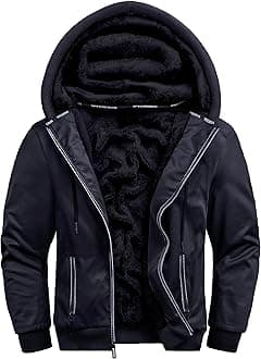 SCODIHoodies for Men Heavyweight Fleece Sweatshirt - Full Zip Up Thick Sherpa Lined