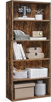 VASAGLE CUSTOS Collection - Bookshelf, 5-Tier Bookcase, Book Shelf, Open Storage Shelf, 9.4 x 23.6 x 52.5 Inches, for Living Room, Home Office, Dining Room, Rustic Brown ULBC165X01