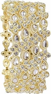 ZULKA Gold Plated Metal Bangles Set For Women & Girls with Kundan & Zircon Stone | Traditional Girl's Bangles Bracelet | Designer Kangan | Golden Bangles For Wedding, Party, Etc- Set of 4