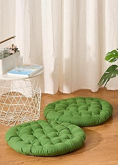 SKANDA FAB Premium Cotton Floor Cushion | Luxurious Comfort & Microfiber Fill 60X60 CM Large Size for Meditation | Floor Cushion | Pooja | Living Room | Pets | Outdoor Solid Green (Pack of 2)