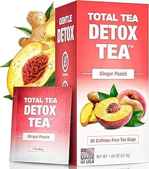 Total TeaCaffeine Free Detox , Slimming with Chamomile, Ginger root tea, and Hibiscus for Colon Cleanse and Weight L0SS – Natural Citrus Cinnamon Herbal for Digestive Health (25 Bags)