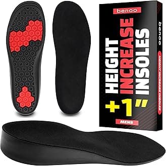 Height Increase Insoles for Men (+1 inch) Discreet Shoe Lifts, All Day Comfort, Shock Absorbent Gel, Trim to Fit Inserts for Most Sneakers & Shoes, Confidence Boosters (Mens 8-9.5)