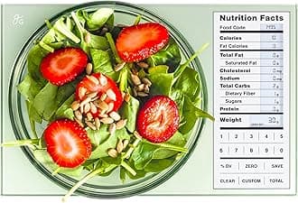 - Digital Nutrition Scale – Accurate Macro and Calorie Tracking for Meal Prep, Weight Loss, and Healthy Eating | 2,000 Built-in Foods, Intuitive Nutrition Label Display, 11lb Cap, Green