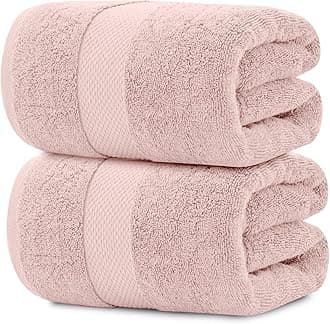White Classic Pink 650 GSM Cotton Bath Sheet Towel - Extra Large 35x70, Luxury Soft, Highly Absorbent, Quick Dry, 2 Pack