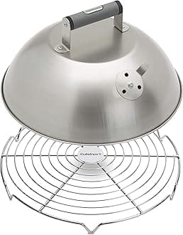 Cuisinart 12.25" Melting Dome with Bonus Wire Rack, Stainless Steel Grill Dome with Vent for Steaming, Smoking & Melting Cheese, Ideal for BBQ, Griddles, and Outdoor Cooking