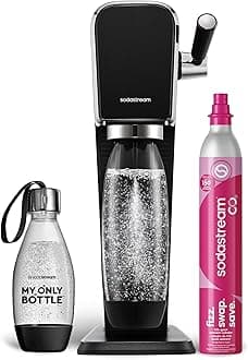 ART Sparkling Water Maker | STARTER KIT | CQC CO2 system | Includes 1x CO2 Cylinder, 1x32 & 1x16 Fl Oz Dishwasher Safe Bottles, 1x Bubly Flavor Drop | Combine with Pepsi Flavors | Black