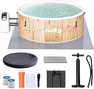 Inflatable Hot Tub, 4-6 Person Portable with 174 Bubble Jets, 42°C Heating & Filtration System, Durable PVC Material, Hot Tub Cover, Ground Mat & Storage Bag, Easy Setup for OutdoorGlobal Recycled StandardGlobal Recycled StandardGlobal Recycled Standard