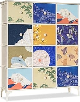 LYNCOHOME Chest of Drawers, Bedroom Storage Drawers, Tall Dresser with Metal Frame and Wooden Top, for Living room, Nursery, Closet, Entryway.