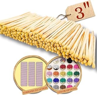 100 Count - 3" Long Yellow Color Matches | Three Inch Coloful Loose Wooden Safety Match Sticks for Candle Display | Refill Decorative Jar Holder Bottle | Striker Included