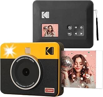 Mini Shot 3 Retro - Portable Instant Camera and Photo Printer – 2-in-1 Printer Compatible with iOS & Android – Bluetooth Connection - (7.6 x 7.6 cm) - Yellow