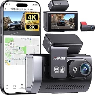 4K Dash Cam Front and Rear with GPS, Upgraded 5.8G WiFi, Dual Dash Camera for Cars, Night Vision, WDR, 160°Wide Angle, 24H Parking Monitor, Emergency Lock, 3" IPS Screen