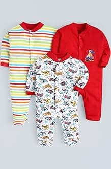 100% Cotton Rompers/Sleep Suits/Jumpsuit/Night Suits for Baby Boys & Girls, Infants, New Born Pack of 3