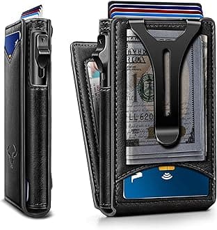 BULLIANT Men Wallet,Magnetic Metal Wallet Money Clip 9Cards Pop-up Access RFID Blocking