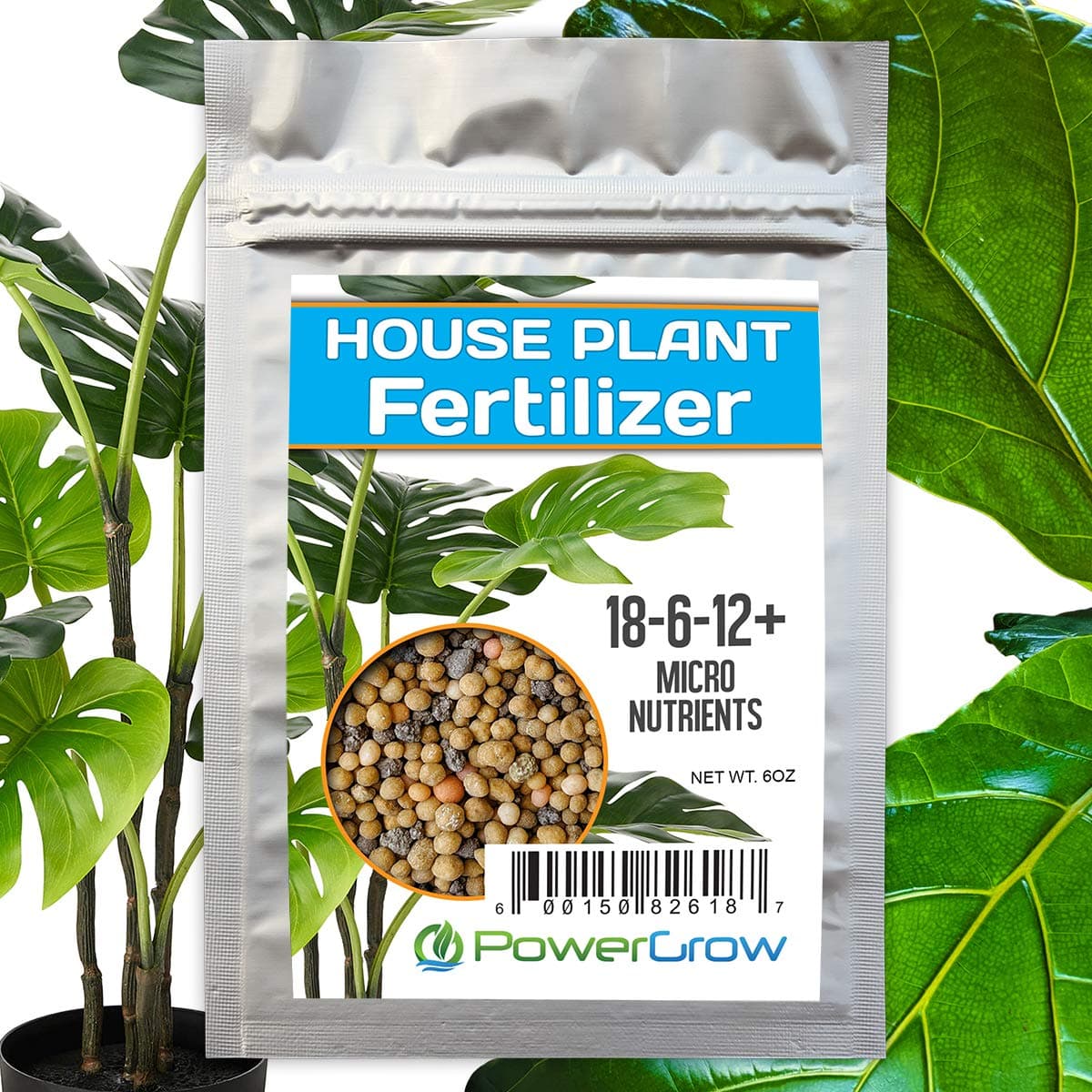 House Plant Fertilizer - Complete Slow Release Formula + Micro Nutrients by PowerGrow - Feeds Houseplants for 8 Months and includes over a Year Supply (6oz (1 House Plant Fertilizer Bag))