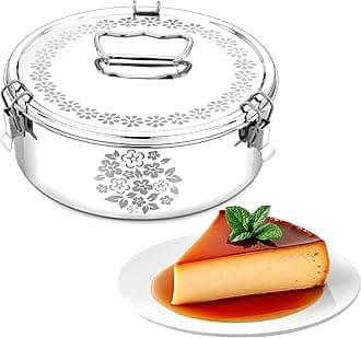 Stainless Steel Flanera (Laser Design), 8.6 x 8.6 x 3.5 Inches Flan Pan, Capacity 80 fl. oz, Compatible with Instant Pot 8qt, Molde Para Flan