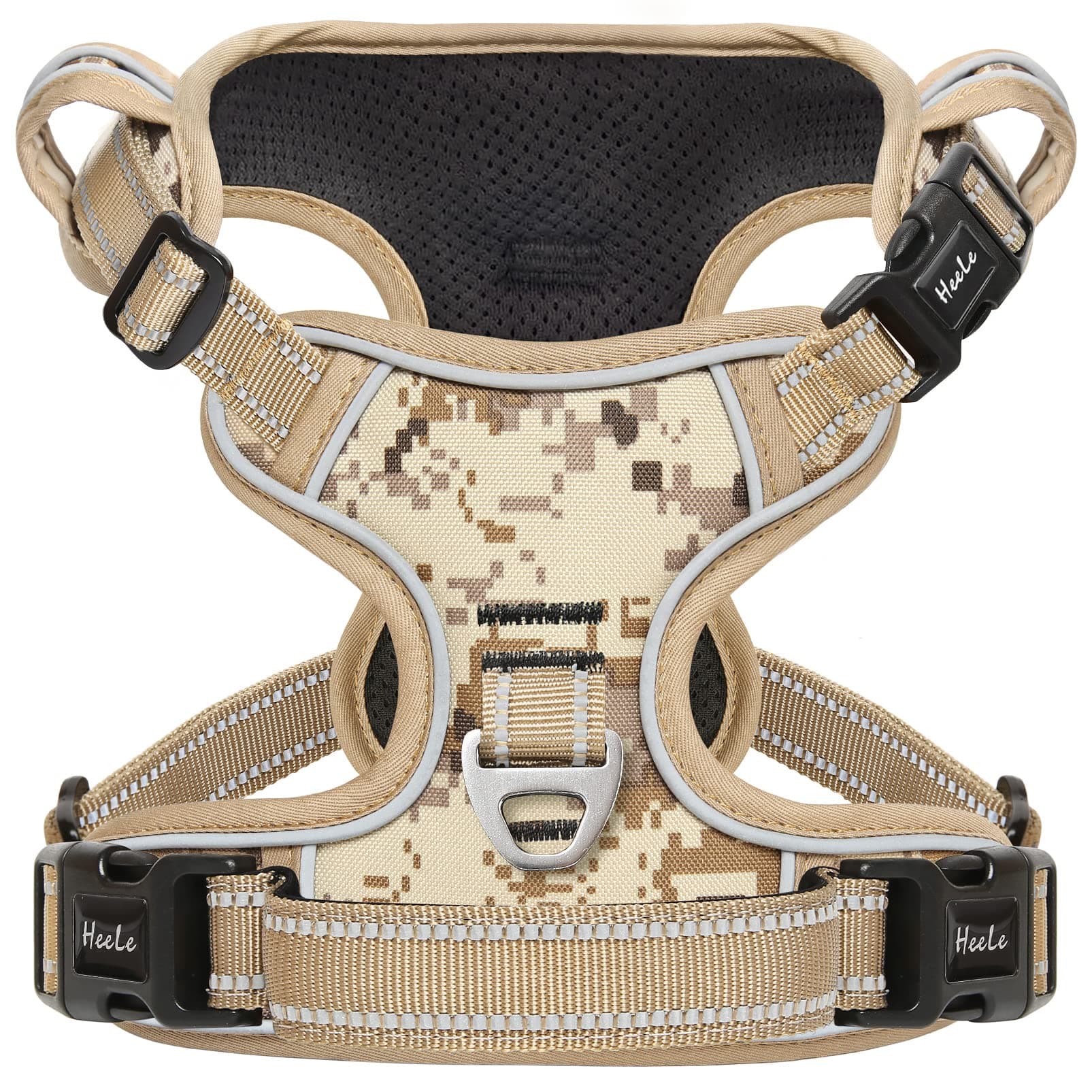 Dog Harness, No Pull, Reflective, Control Handle, Camo Desert, M