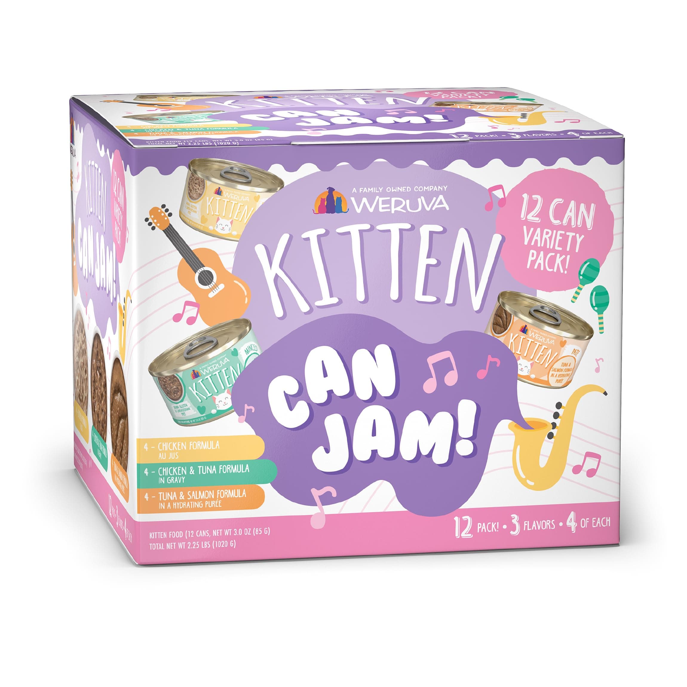 Weruva Kitten, Kitten Can Jam! Variety Pack, 3oz Can (Pack of 12)