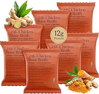 Kroma’s 24K Chicken Bone Broth Powder - 7 Pack, 7 Servings – Organic Protein-Rich Bone Stock – Instant Packaged Broths for Joint Health — 24K Chicken Protein Powder for Gut Health & Daily Wellness