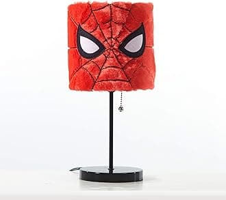 Idea Nuova Marvel Spiderman Plush Shade Stick Table Lamp for Kids, Soft Fabric Shade with Iconic Spiderman Design,Ideal for Bedrooms, Nurseries & Playrooms