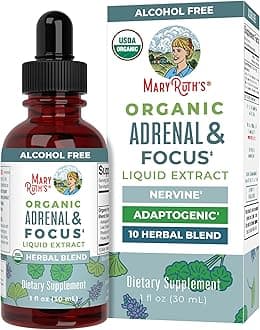 Nootropic Focus Supplement for Adults | USDA Organic Brain Supplement with Ginkgo Biloba & Astragalus | Focus & Adrenal Support | Brain and Memory Drops | Vegan | Non-GMO | Gluten Free | 30 Servings