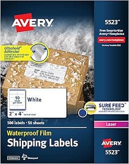 Weatherproof Laser Shipping Labels, 2 X 4, 500/Pack (AVE5523)