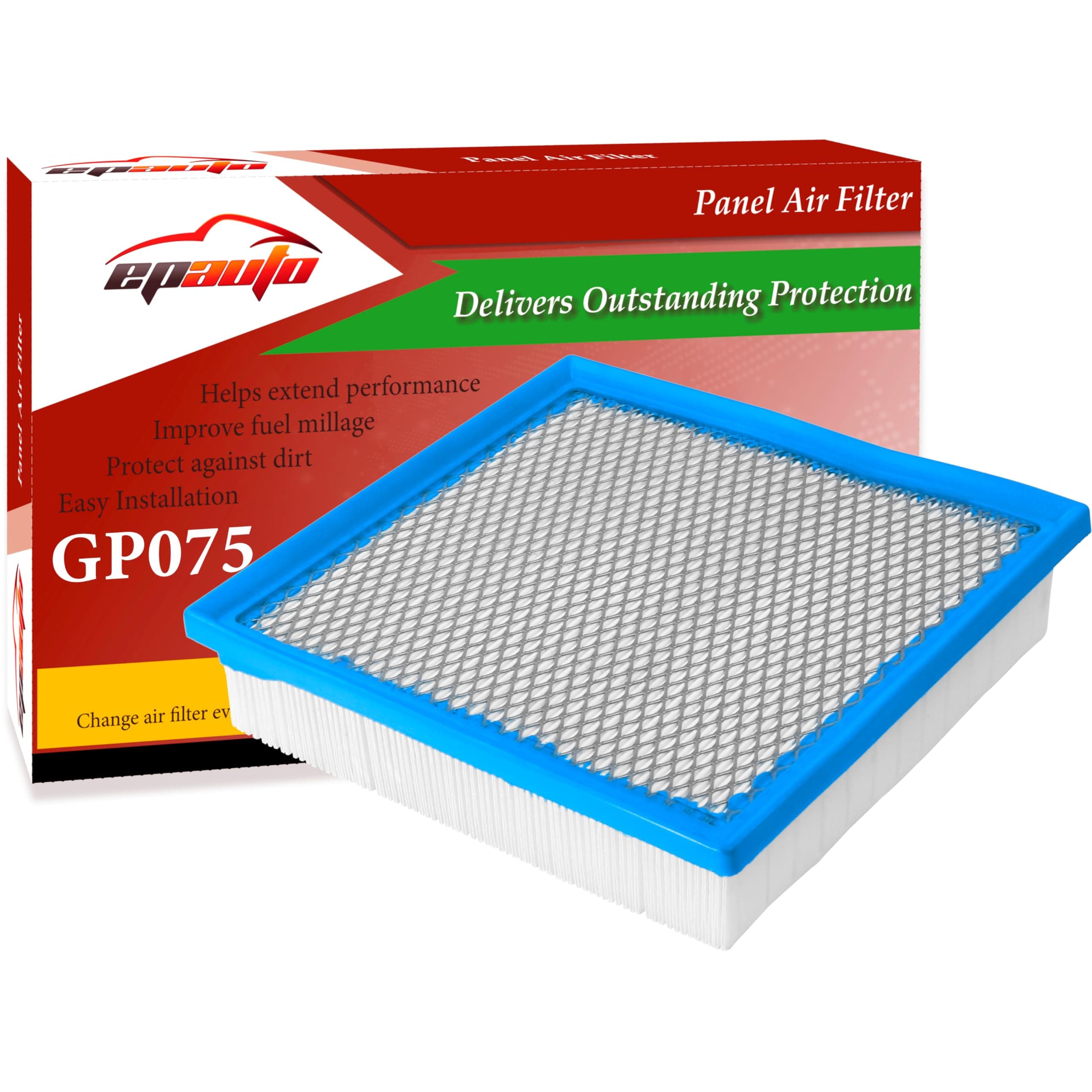 EPAuto GP075 (CA10755) Engine Air Filter, Replacement for Lexus RX350, Toyota Camry, Sienna, Highlander, Jeep Grand Cherokee, Dodge Durango - Fits V6 Engines (2010-2025)