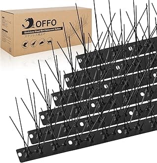 OFFO Black Bird Spikes Pre-Assembled for Pigeons Birds, Cover 10 Feet Durable Bird Spikes with Stainless Steel for Fence Roof Mailbox Window