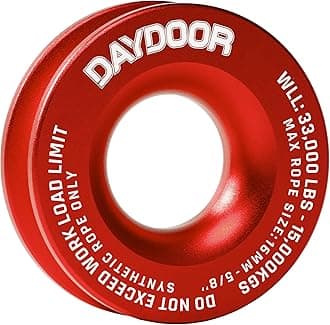 DAYDOOR Winch Snatch Recovery Ring, 66,000 lbs Breaking Strength (33,000 lbs WLL), Compatible with Soft Shackle and Synthetic Rope for SUV UTV ATV Truck Off-Road Recovery(Red)