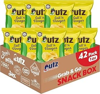 Utz Salt & Vinegar 1 oz. Bags, 42 Count Crispy Fresh Potato Chips, Crunchy Individual Snacks to Go, Cholesterol, Trans-Fat & Gluten Free, brand is Utz, variation theme is Flavor that is Salt & Vinegar, Size that is 2.63 Pound (Pack of 1).