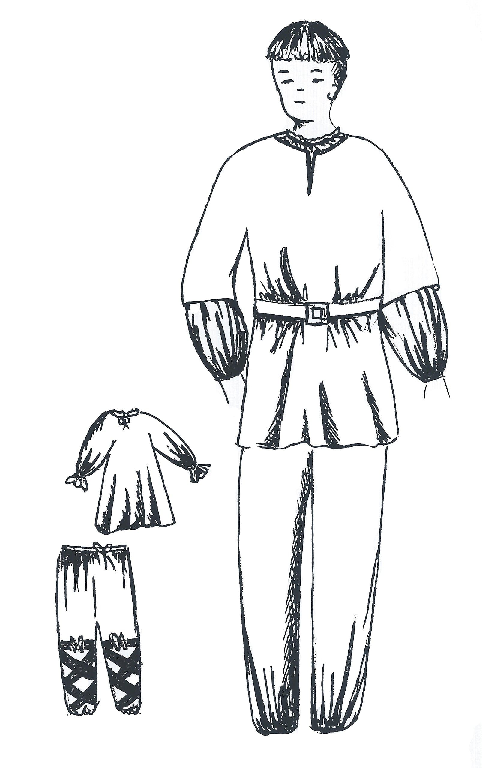 9th - 17th C. Menswear (Sherte, Tunic, Braies) Pattern - Multisized up to 48" Chest