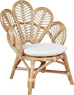 Beliani Outdoor Kids Peacock Chair Brown Rattan Stackable With Backrest, Florentine II