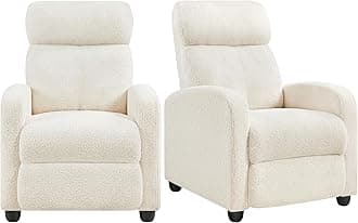 Yaheetech 2-Seat Fabric Pushback Recliner Chair Living Room Chair with Thick Seat Cushion and Backrest Reclining Chair for Living Room Ivory