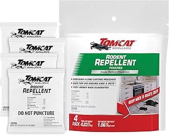 Tomcat Repellents Rodent Repellent Pouches, Ready-to-Use, Inside Rodent Prevention with Essential Oils, 4.23 oz., 4-Pack